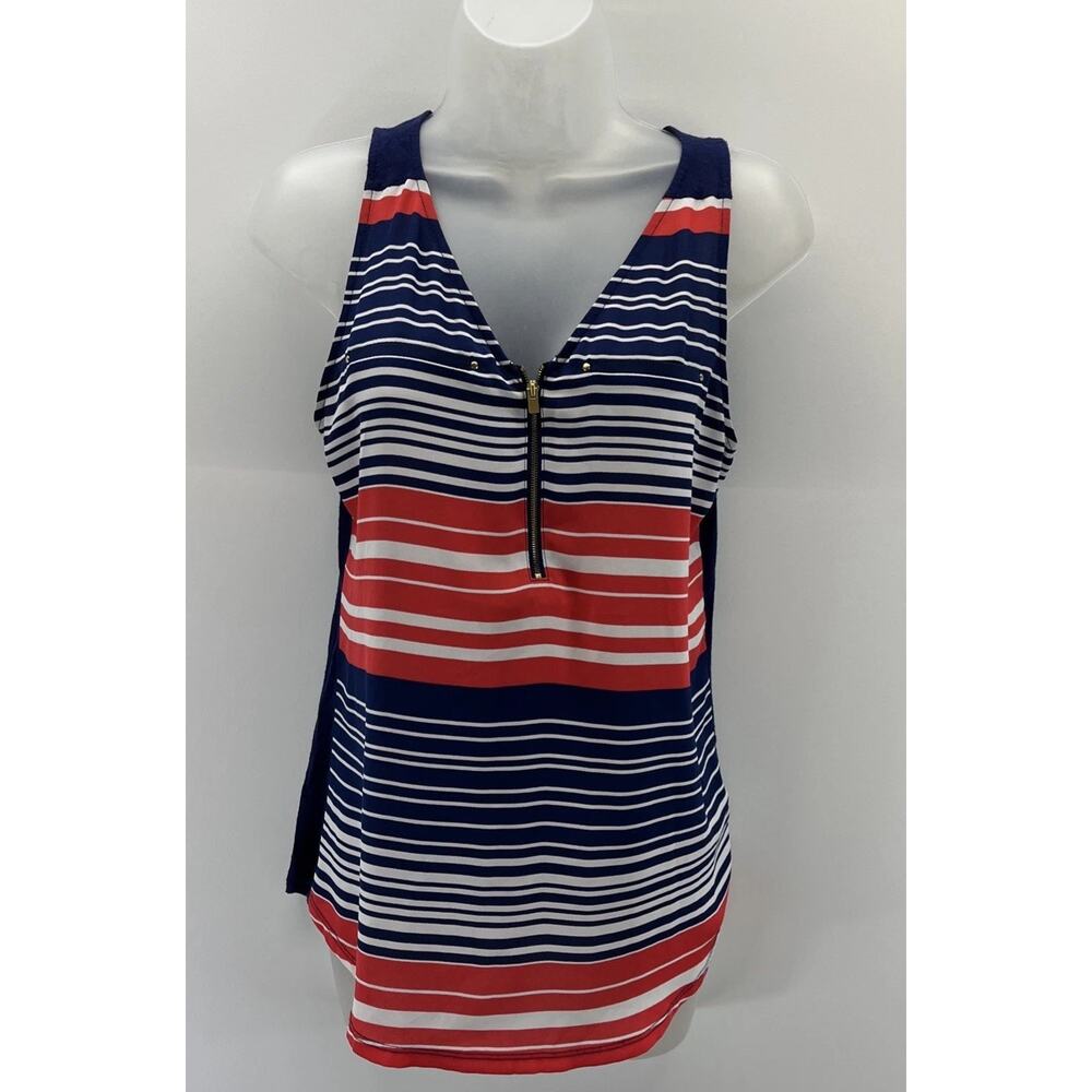 Express Women's Orange Blue White Sleeveless Striped Blouse Tank Size Small